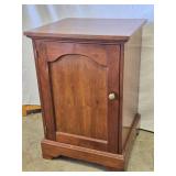 Cherry finish One door wood cabinet measures