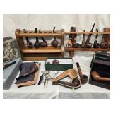 18 Pipes and accessories,  pipe cleaners,  racks,