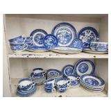 66 pieces of blue Willow.   DIFFERENT makers and