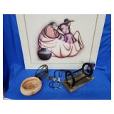 Comanche Pottery bowl,  Robert Redbird print, 2