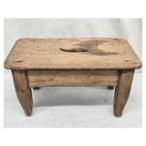 Primitive Footstool measures 14"ï¿½8" 8.5"h look at