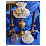 Vintage Brass oil lamp with shade. 2 lamps