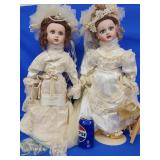 2 Franklin Heirloom Bride Dolls.  22" porcelain