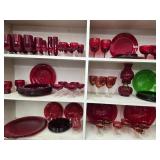 88 pc Ruby  Dinnerware & 8 Green plates look at