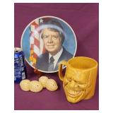 Vintage ceramic Jimmy Carter coffee mugs, Jackson