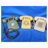 3 Vintage Telephones 2 dial and 1 push button