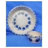 Eldreth Stone chip and dip set.  Blue decorated