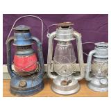 3 Vintage Lanterns 2 Dietz and 1 no-name look at