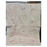 Easter Crib Quilt for girl pink, yellow and white