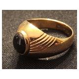 14 K gold signet ring oval center stone.   All