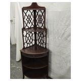 Mahogany Corner Stand with lattice wood work