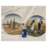Two Saxony German Handpainted Wall Plates