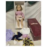 American Girl Doll with bix, clothes, pompoms