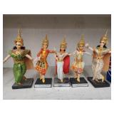 5 Vintage handmade dolls from Thailand.