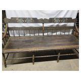 Early 1/2 spindle Settee / Deacons Bench with old