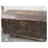 Antique Partners Chest with old paint,  Iron