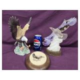 3 Eagle pieces  - 2 Resin Sculptures and 1 oval