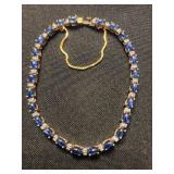 14K gold tennis bracelet with sapphires and c