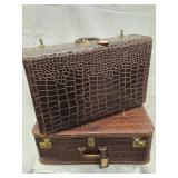 2 Embossed Alligator Skin pattern Suit cases open