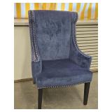 Madison Park Marcel Blue Velvet High Back Wing