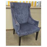 Madison Park Marcel Blue Velvet High Back Wing