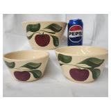3 Watt Pottery Nesting mixing bowls.  Ribbed