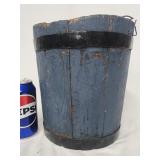 Banded wooden bucket/Measure.   9" H.  Look at