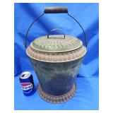Mid 19th Century tin Tole painted ash pail.  Wire