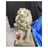 Antique Cast iron hollow garden lion.  In garden