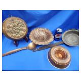 Vintage copper kitchenware.  Mold with fruit