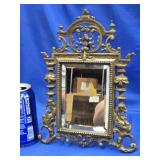 Vintage Brass dresser top mirror measures 8"ï¿½11"