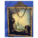 Art Nouveau Brass frame Hanging / Dresser top 3