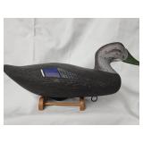 Jim Pierce turned head Black duck decoy.   Signed