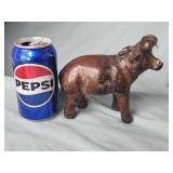 Vintage leather wrapped hippopotamus.   5" H