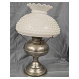 RAYO Nickleplated oil lamp , has milkglass