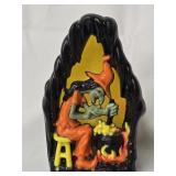 Plastic Witch and cauldron  candle holder look at