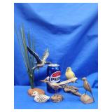 Miniature carvings: Loon in flight,  RoadcRunner