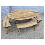 Custom Oval Picnic Table and 4 Benches top