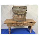 Antique Firkin  and local made bench stool by W.