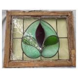 Vintage stains. Glass window. 18" H x 22.5"W x