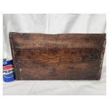 Wood advertising crate.  Metal band bound. TRU