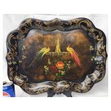 Toleware serving tray 20"L x 15 " H.  2 peafowl