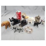 Group of elephants stone, wood, resin, plastic