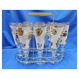 MCM Libbey Golden Foliage frosted pilsners