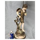 French Art Nouveau Spelter23" Figure Table Lamp