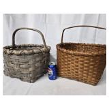 2 Old Woven Baskets with handles look at pictures