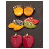 3 Bakelite interlocking belt buckles.  Deco