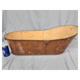 Tin wood grain painted youth tub. 33" L.  Look at