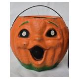Vintage paper-mache Jack-O-Lantern pail has