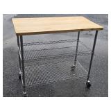 NSF 2 shelf worktable with maple top look at